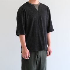ORGANIC COTTON THERMAL TEE - Mixed ”UNSTAINED” yarn - /  Tシャツ / BLACK