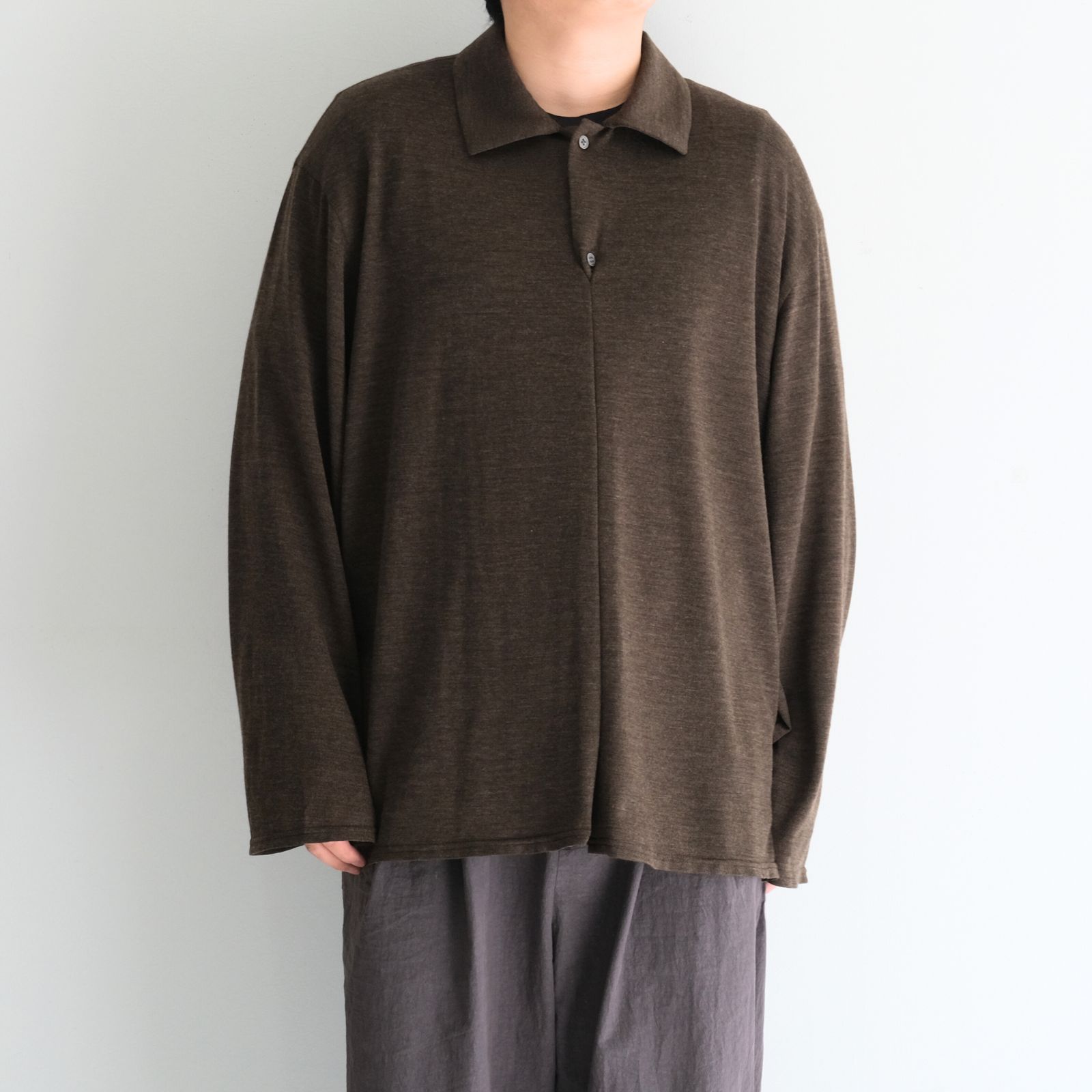 Wool Jersey Twisted polo Shirts / ポロシャツ / Brown