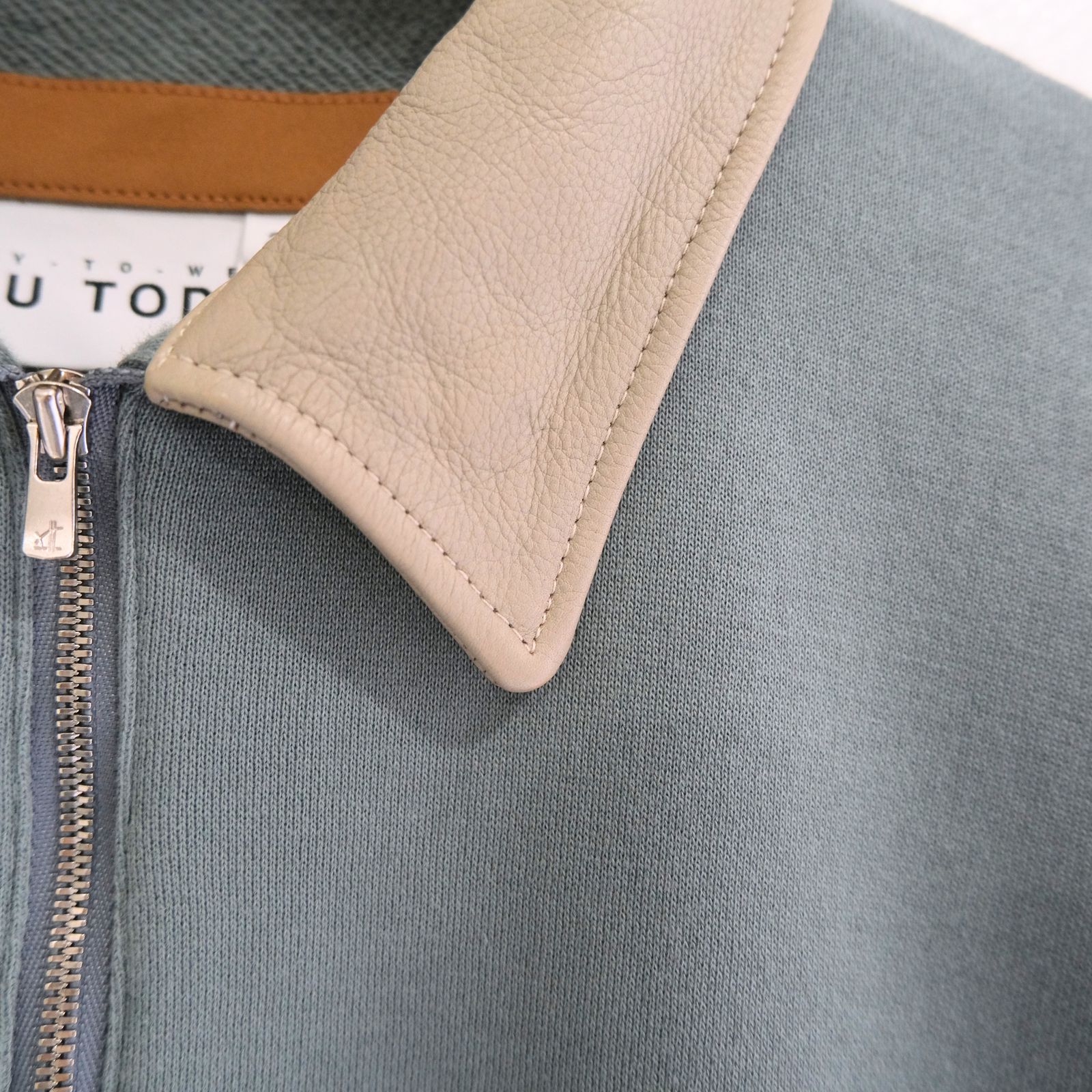 "BROTHERS" Leather x Original Supima Aging Cotton Sweat（DUSTY GREEN）
