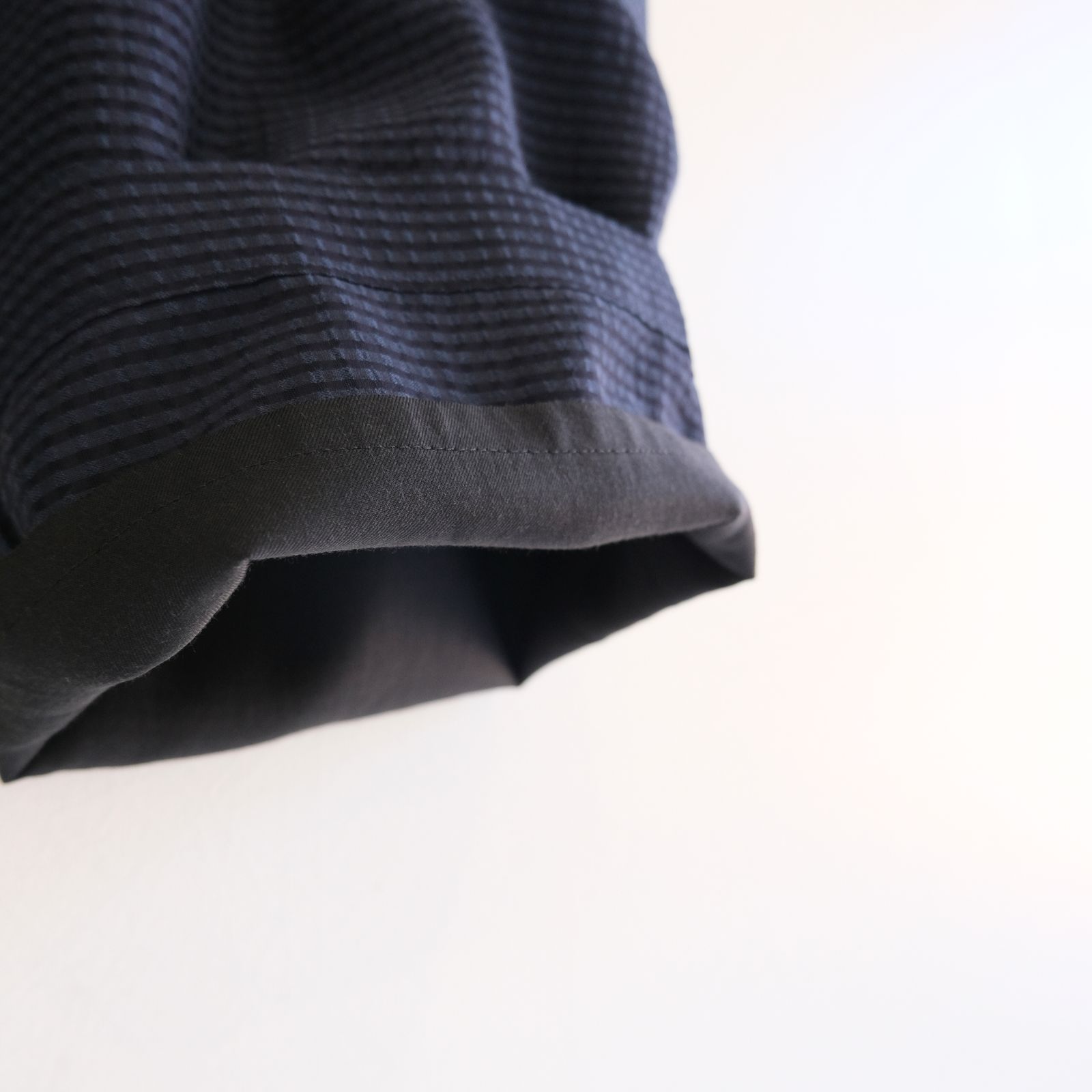 SHEER WESTERN EASY TROUSERS - Gingham check Indian fabric - / パンツ / NAVY