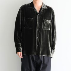 VELVET OPEN COLLAR SHIRTS ‐Silk Rayon‐ / シャツ / 開襟シャツ / シルク / レーヨン / ベルベット / Black