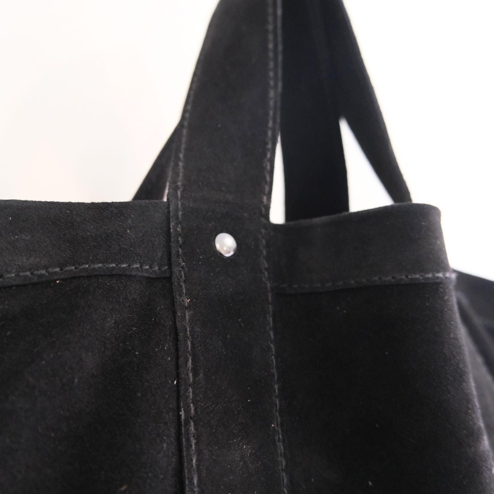 LEATHER TOTE BAG  - Cow split leather -（Black）
