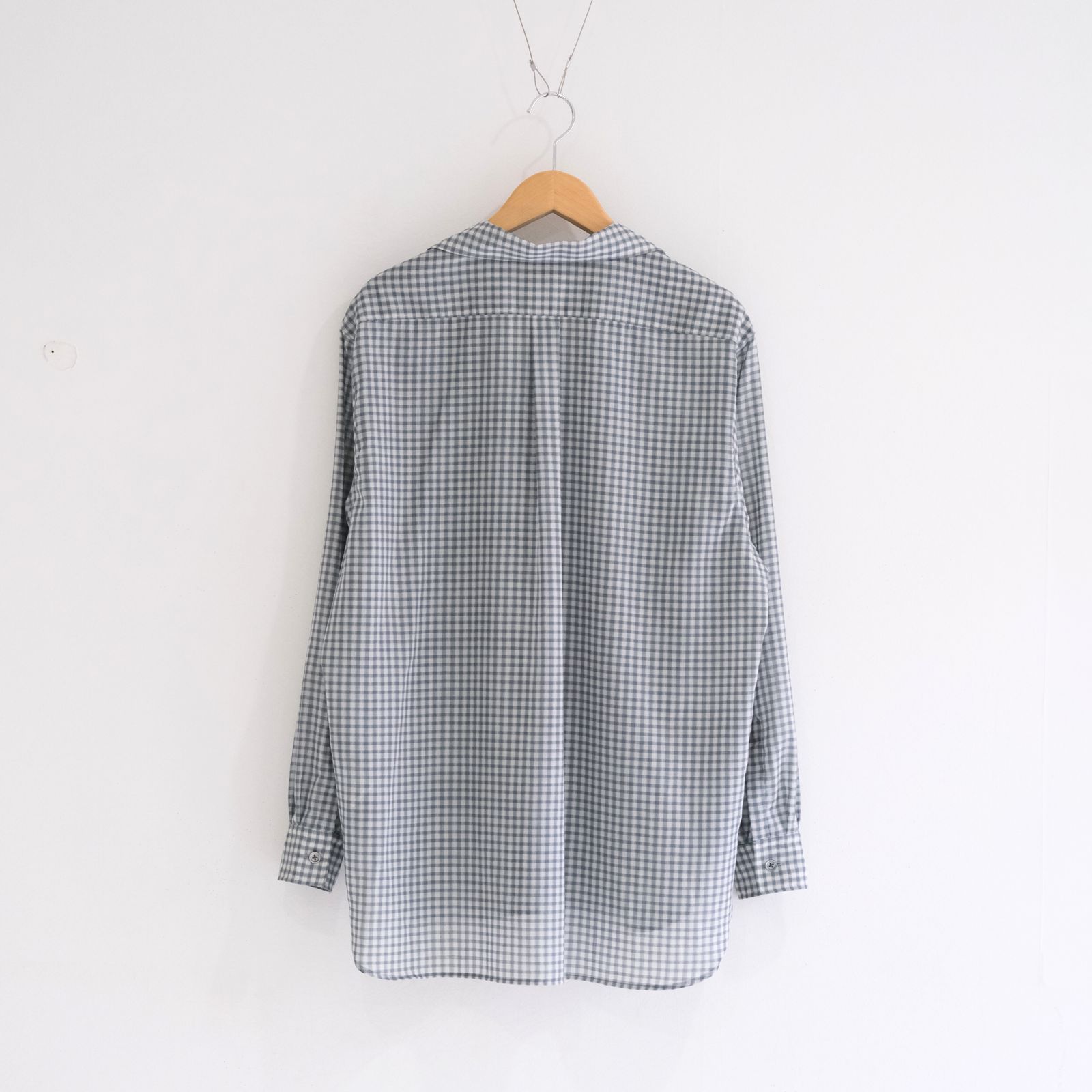 SUPER LIGHT WOOL CHECK SKIPPER SHIRT / スーパー ライト ウール チェック スキッパー シャツ（GREEN GREY）