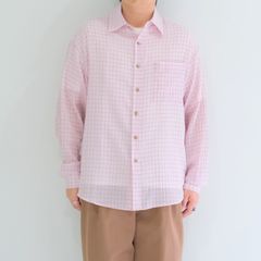PREMIUM RONACHECK WRINKLE OVER SIZED SHIRTS / シャツ / LEMONADE PINK