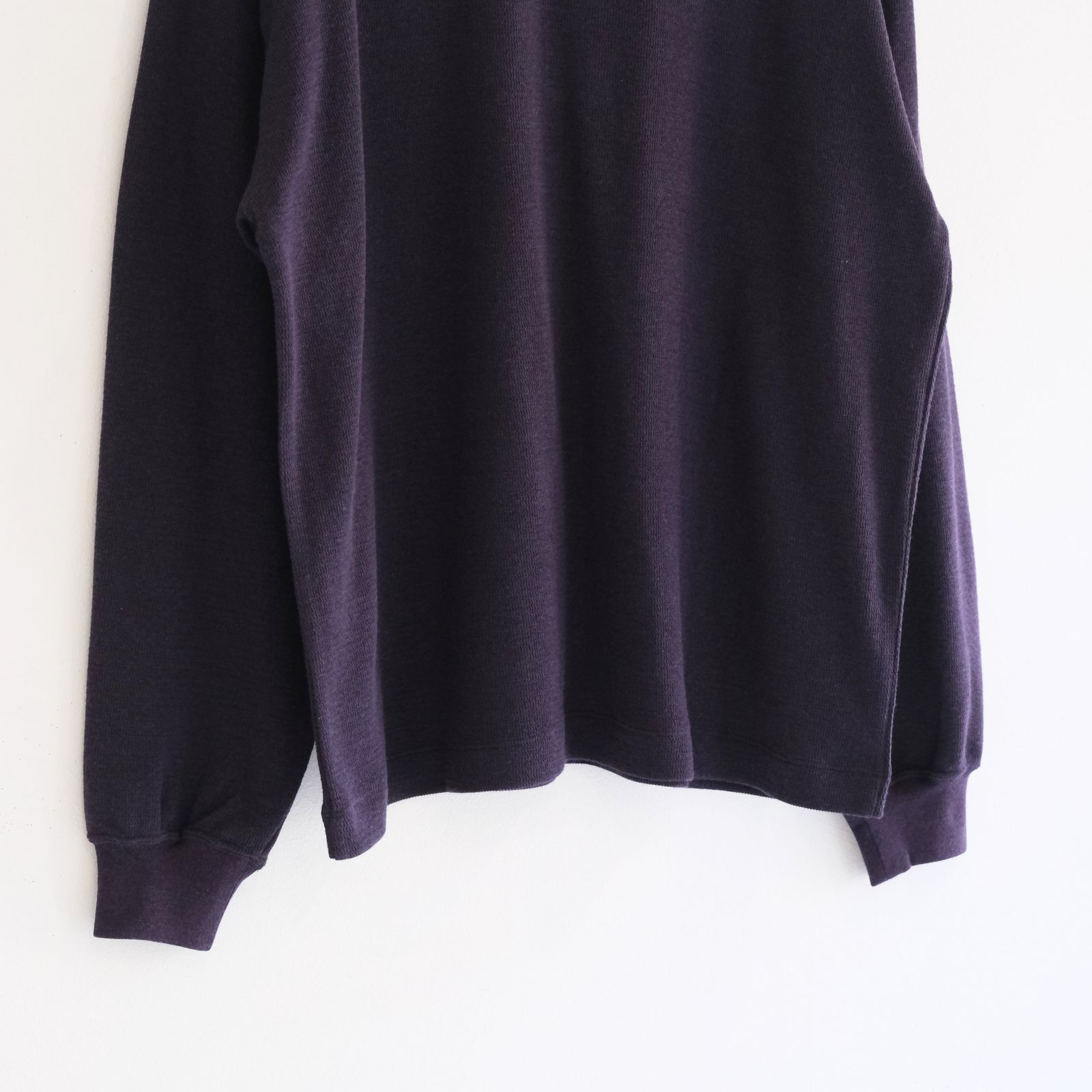 W/C HONEYCOMB HENLEY-NECK TOP（DARK PURPLE）