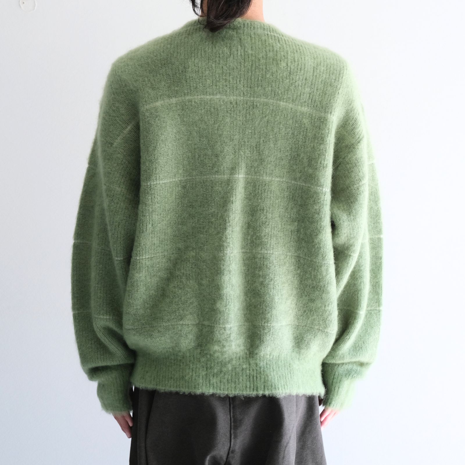 【残り1点】MOHAIR BOARDER CARDIGAN（GREEN）
