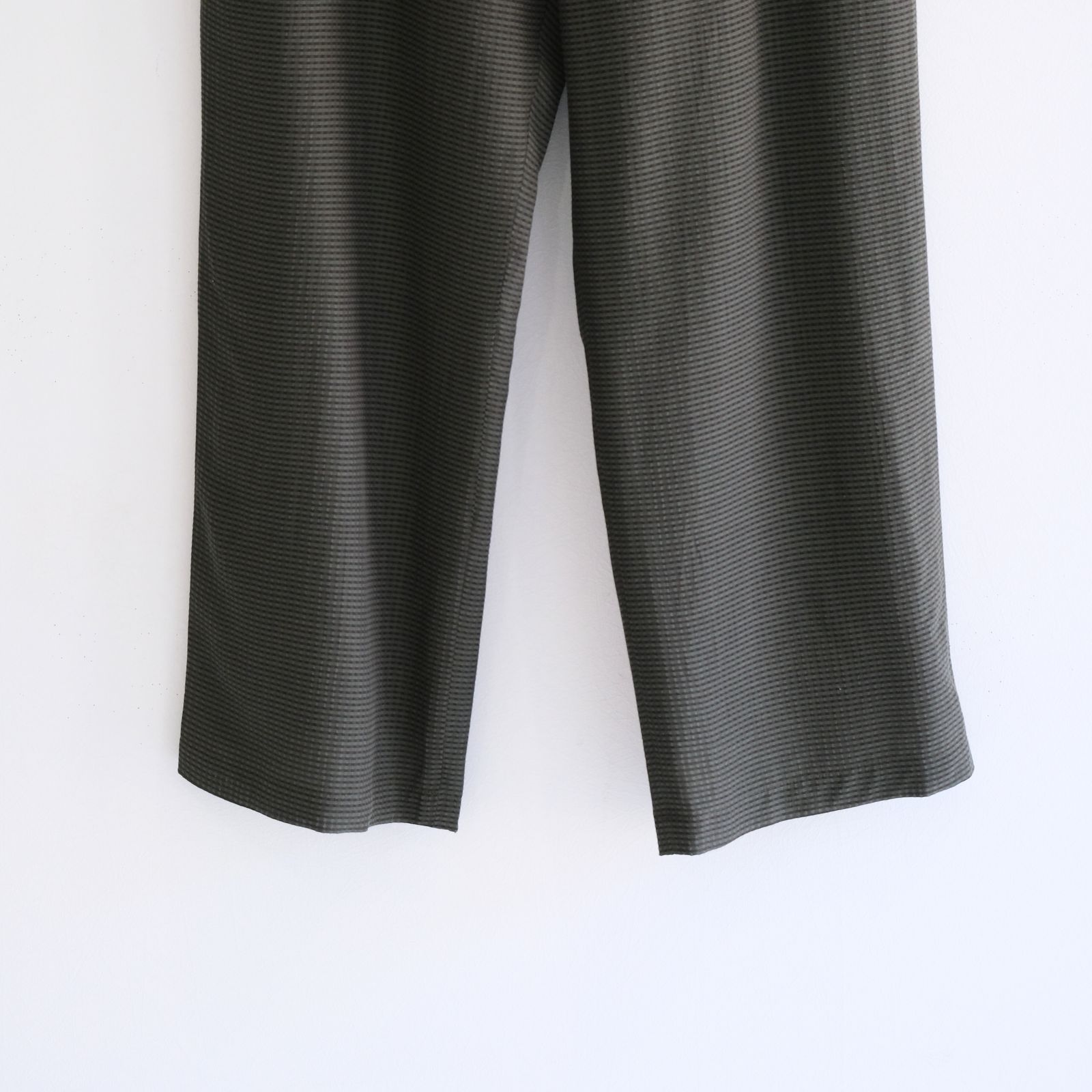 SHEER WESTERN EASY TROUSERS - Gingham check Indian fabric - / パンツ / OLIVE