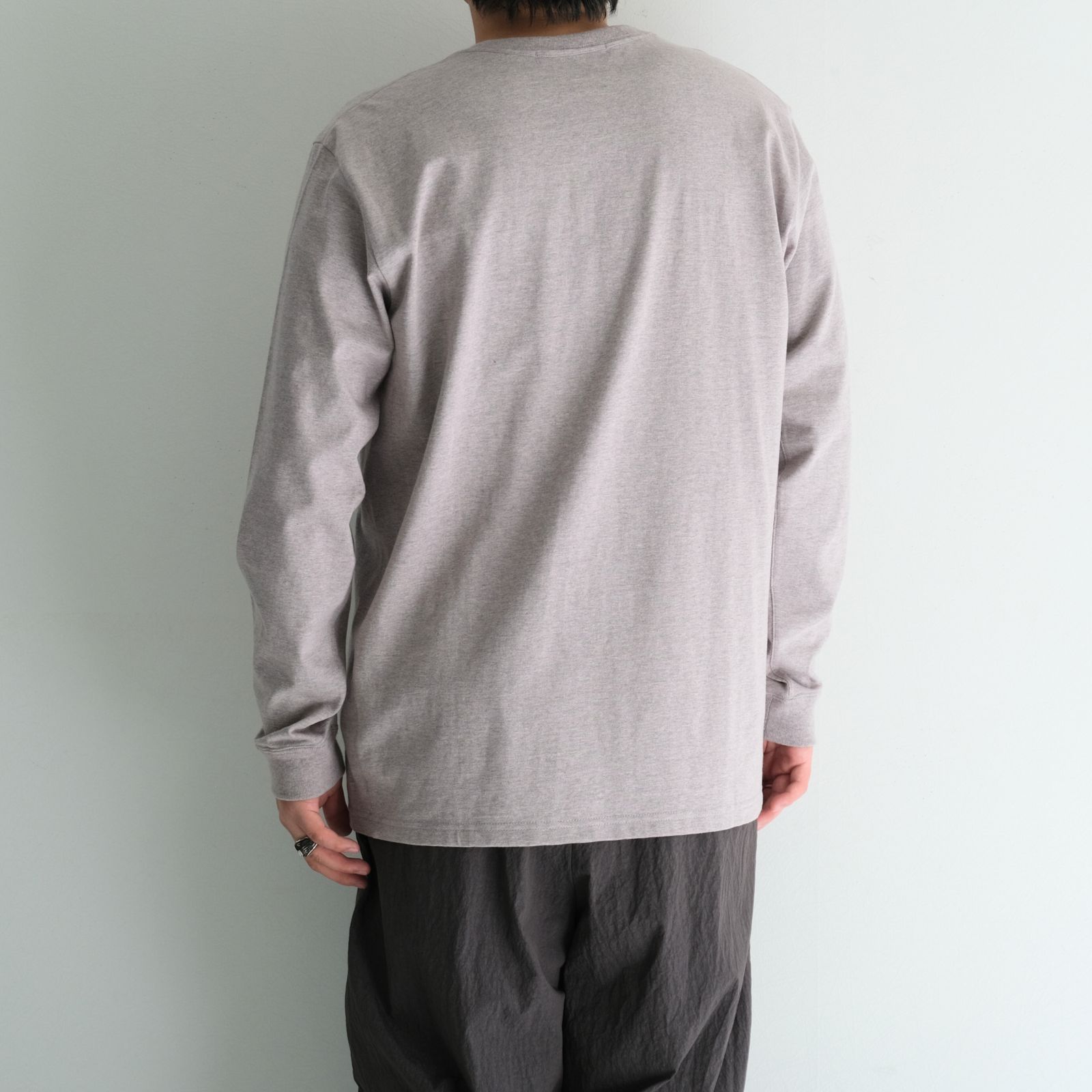 WRAP AROUND POCKET TEE L/S - Raffy plainstitch - / ラップアラウンドポケットT L/S - ラフィープレーンステッチ -（Pink）