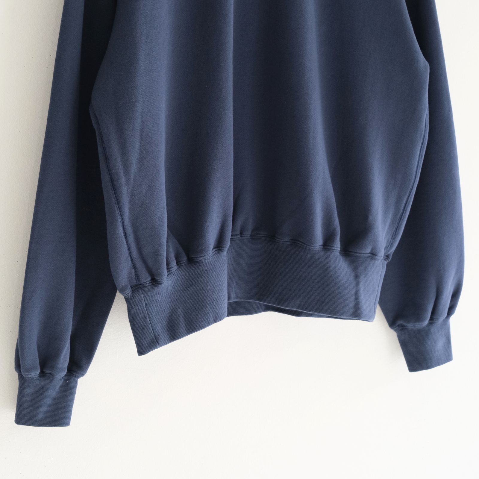 "BROTHERS" Leather × Original Supima Aging Cotton Sweat / ハーフジップ / スウェット / レザー / NAVY