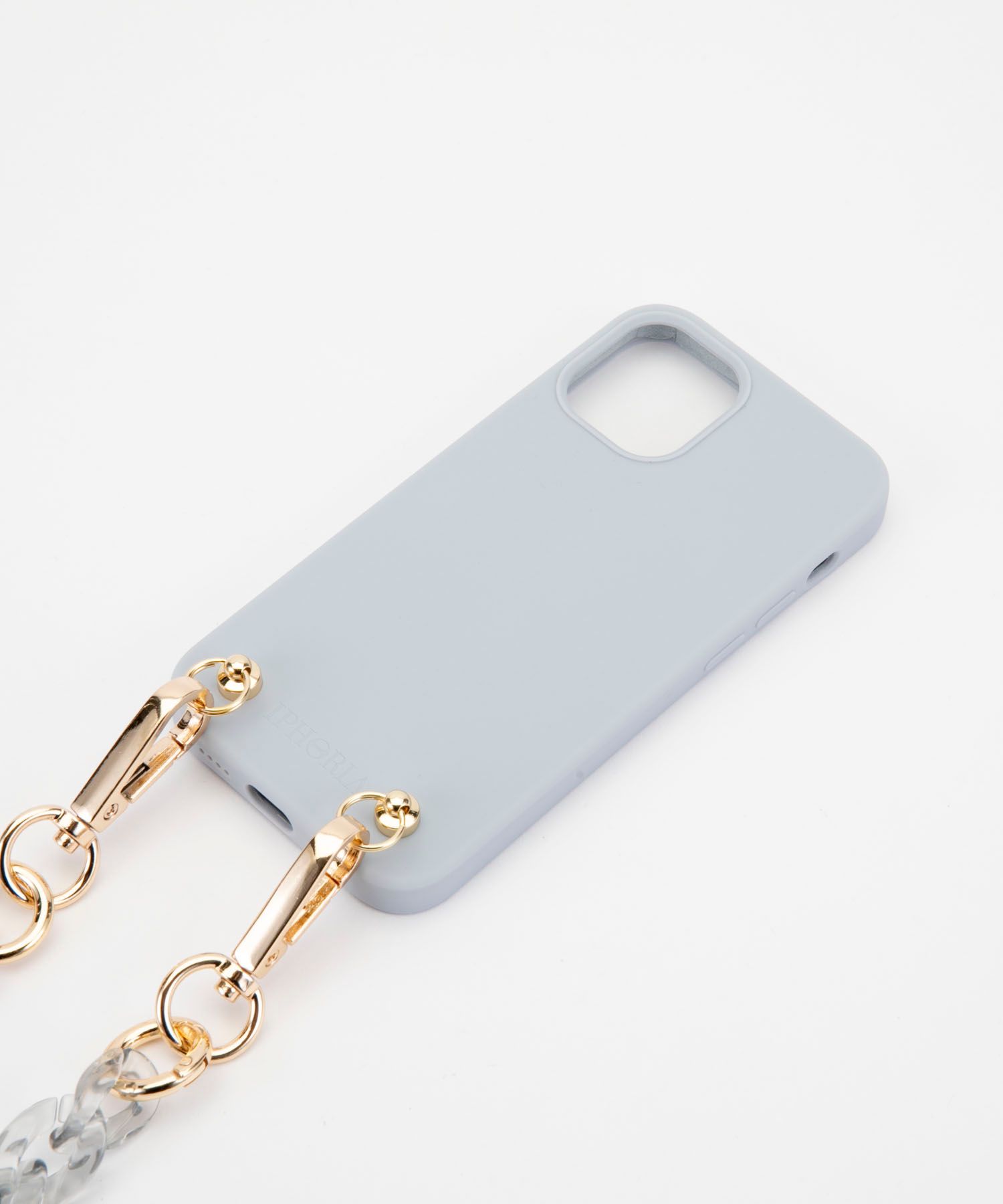 Necklace Case for Apple iPhone 12 mini - Soft Touch Grey with clear Chain