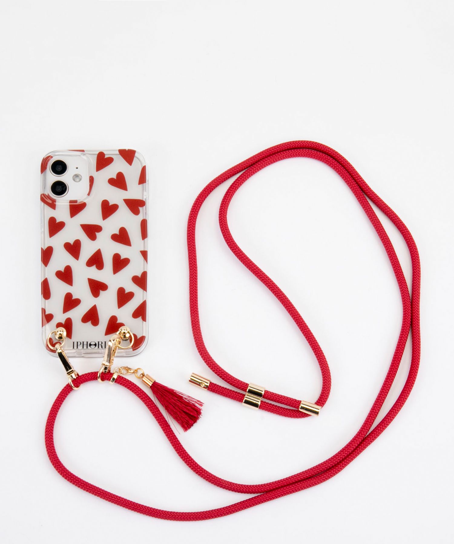Necklace Case for Apple iPhone 12 mini - Transparent Hearts