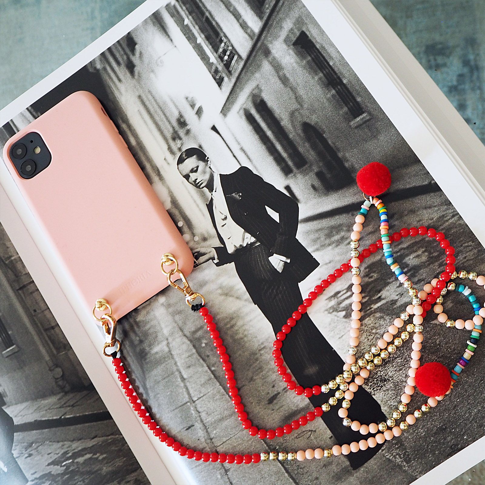 Necklace Case for Apple iPhone 11 Pro Max - Soft Touch Nude with Pearl Strap