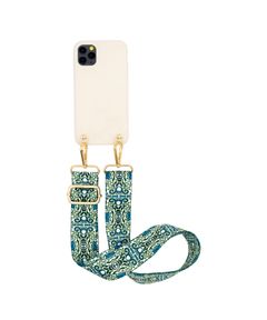 Necklace Case for Apple iPhone 12 Pro Max - Soft Touch Ivory with Green Boho Strap