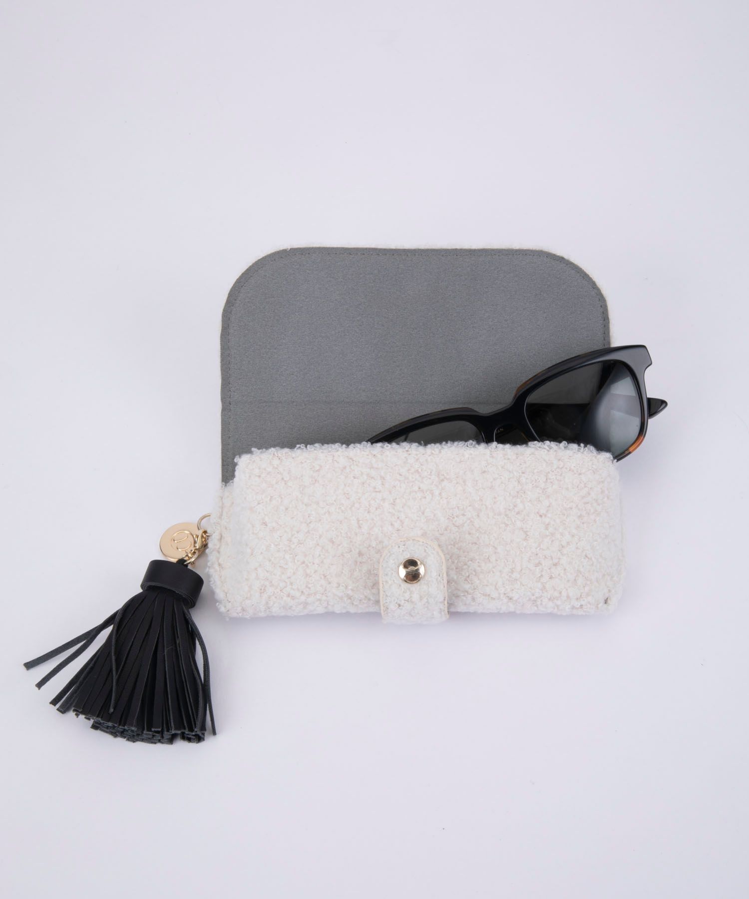 Glasses Case with Bag Holder - Teddy Hearts black & white
