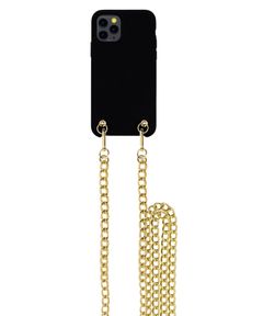 Necklace Case for Apple iPhone 12 Pro Max - Soft Touch Black with Gold Chain