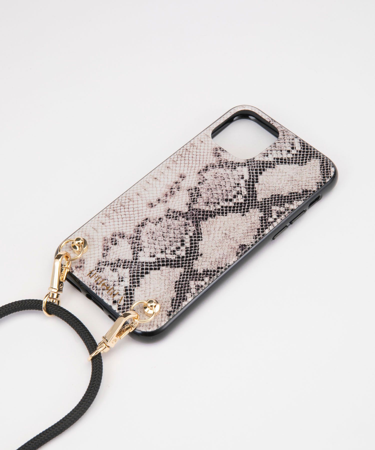 Necklace Case for Apple iPhone 11 Pro with Black Cord - Natural Snake (nude)