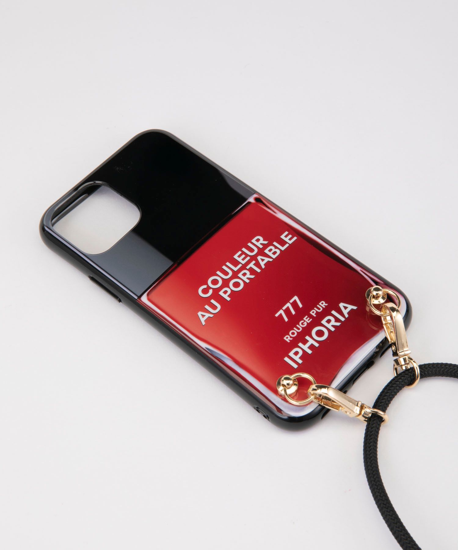 Necklace Case for Apple iPhone 11 Pro with Black Cord - Couleur Au Portable Vernis Rouge Pur