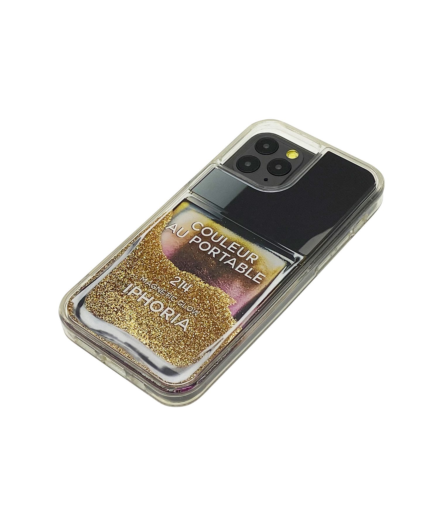 Liquid Case for Apple iPhone 12/12 Pro - Nailpolish Coleur Au Portable Metallic Gold + Pink