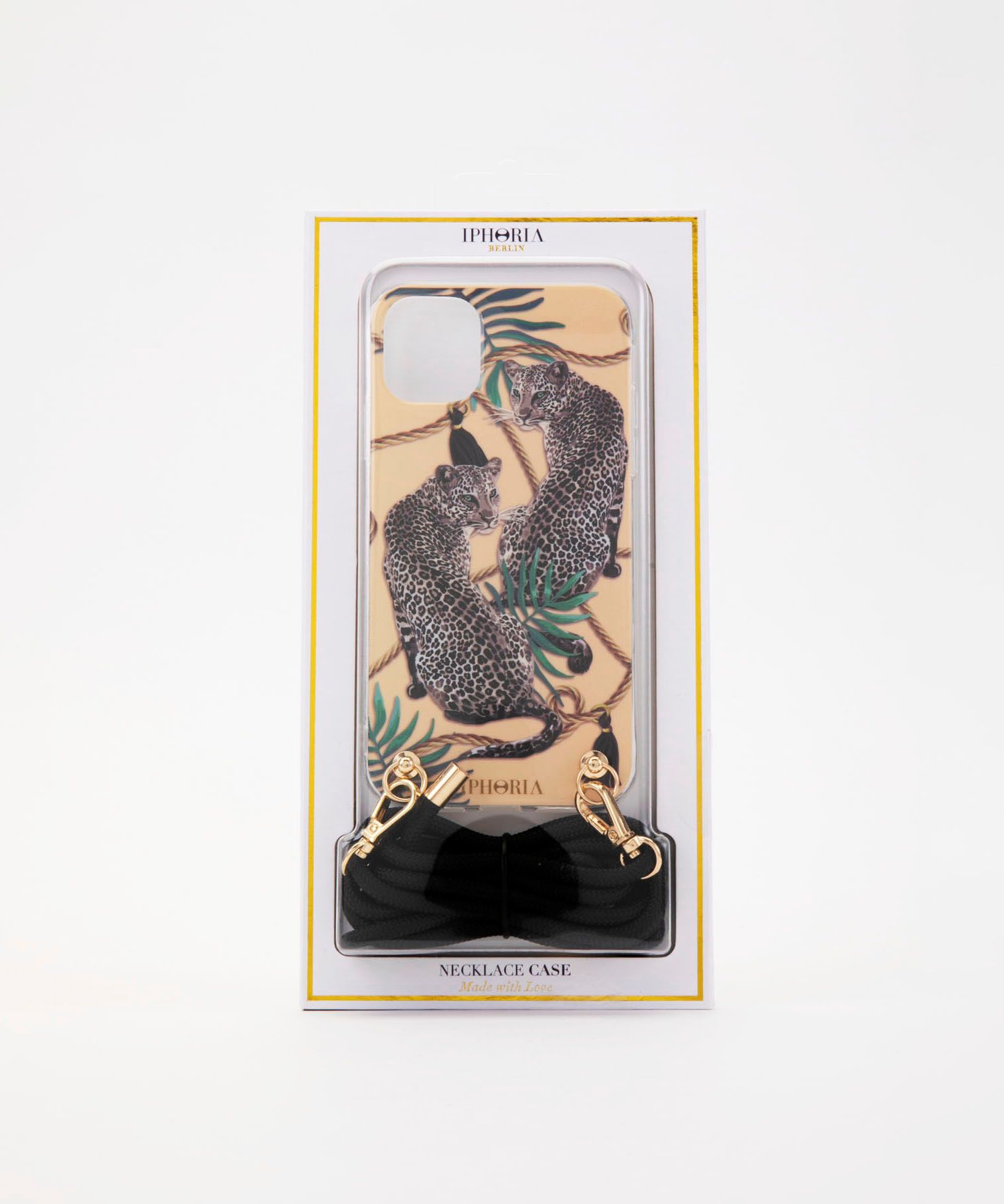 Necklace Case for Apple iPhone 11 - Nude Leopard - black Cord