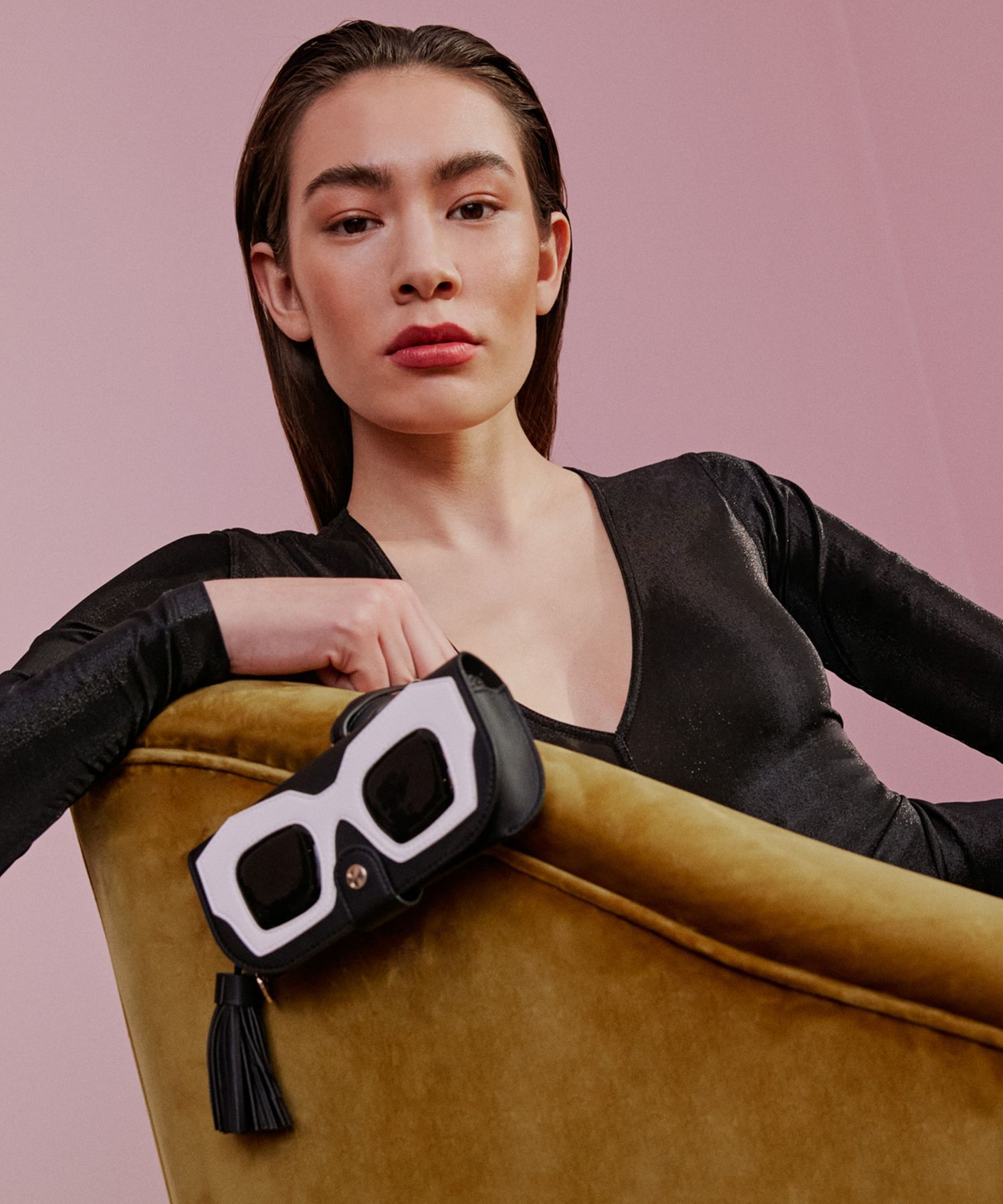 Black with White Patent Sunglasses