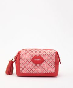 Washbag - Red Linen With Lips