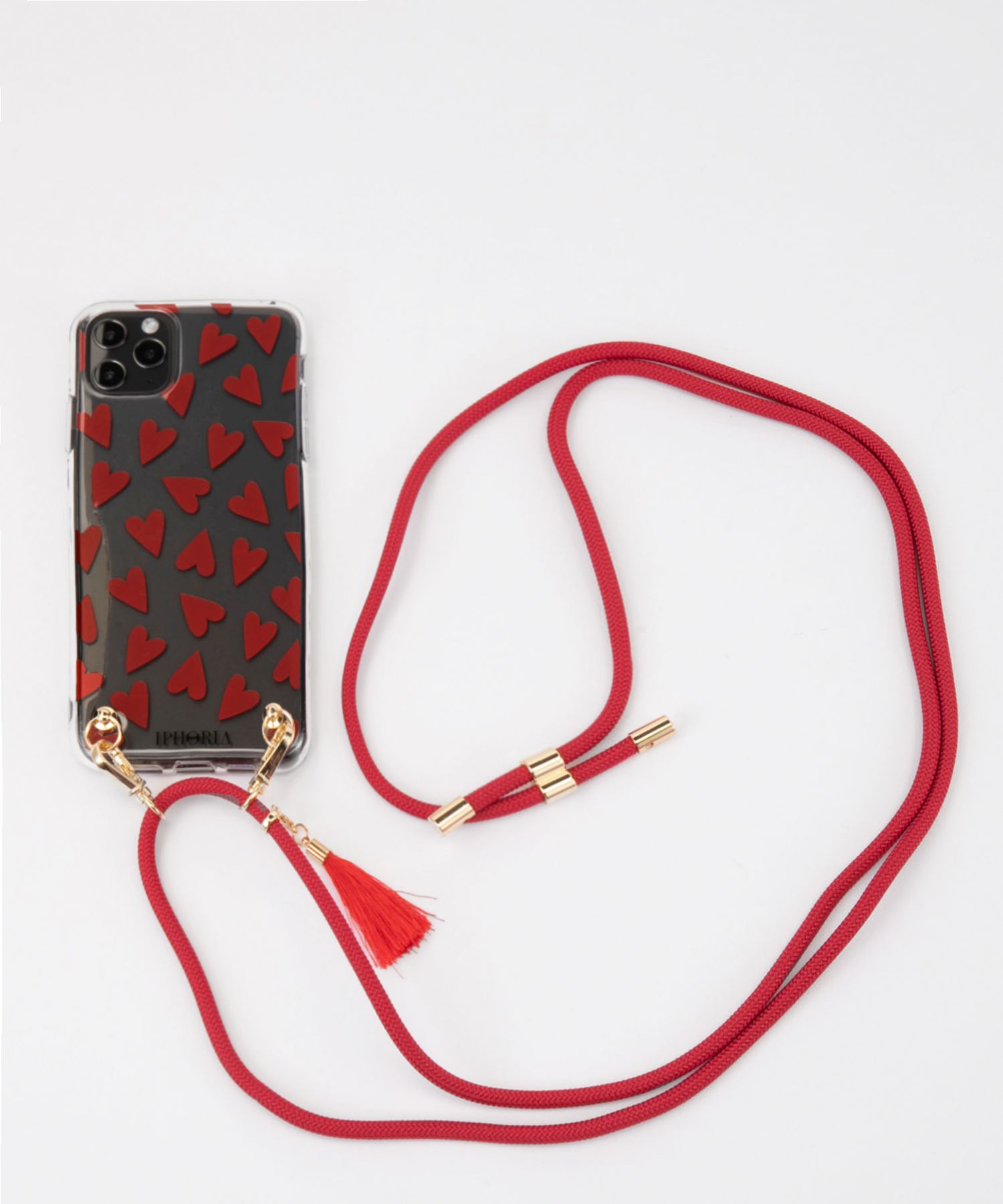 Necklace Case for Apple iPhone 11 ProMax - Transparent Hearts