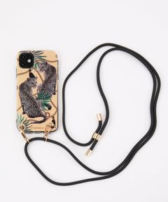 Necklace Case for Apple iPhone 11 - Nude Leopard - black Cord