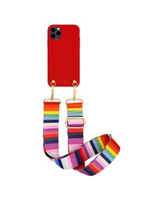 Necklace Case für Apple iPhone 12 Pro Max - Soft Touch Red with Rainbow Strap