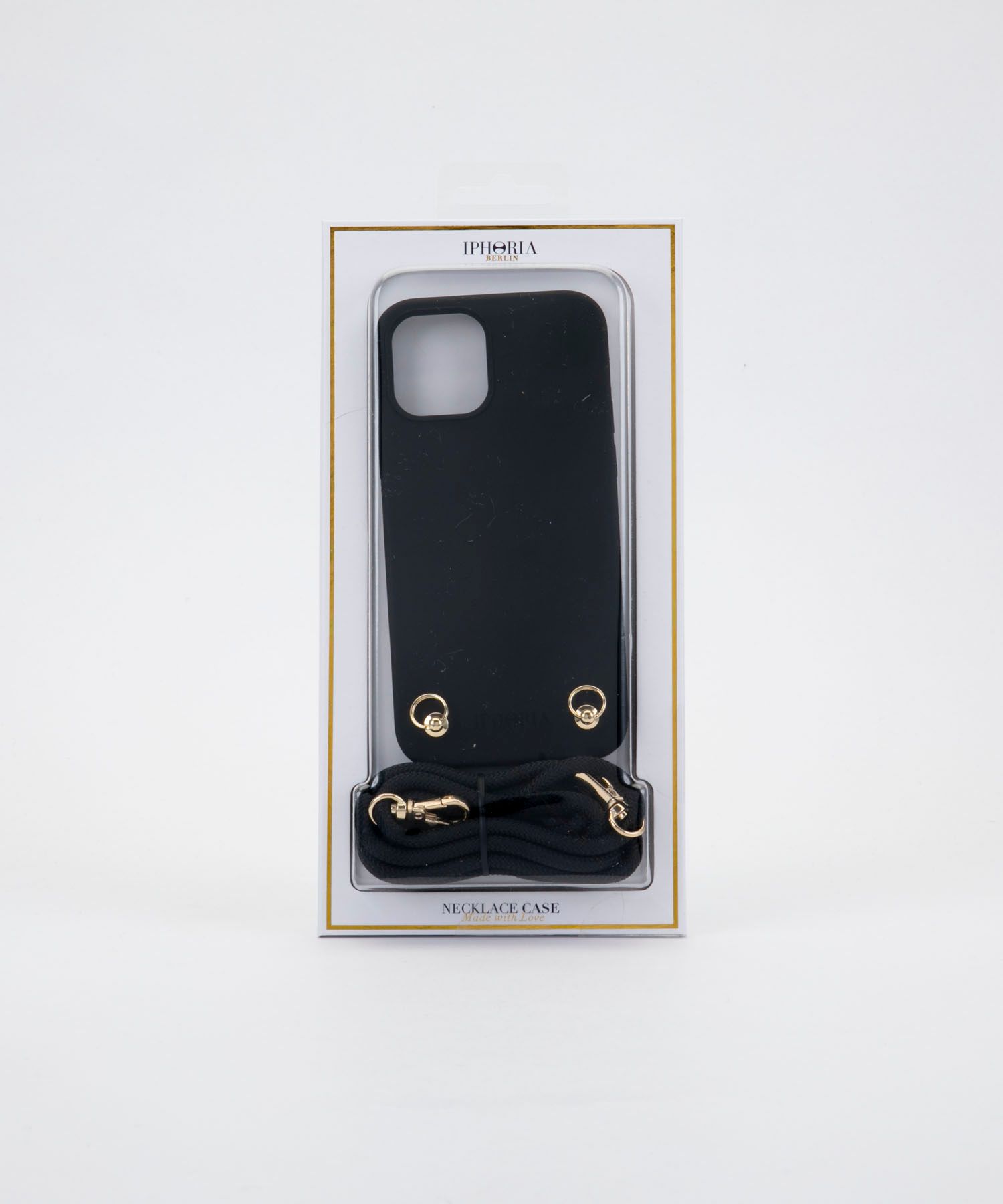 Necklace Case for Apple iPhone 12/12 Pro- Soft Touch simple Black