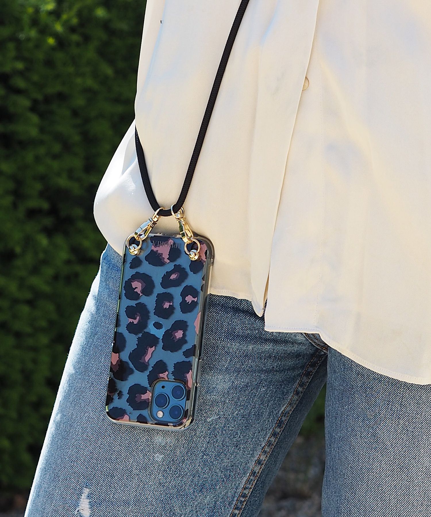 Necklace Case for Apple iPhone 11 with Black Cord - Leo Transparent