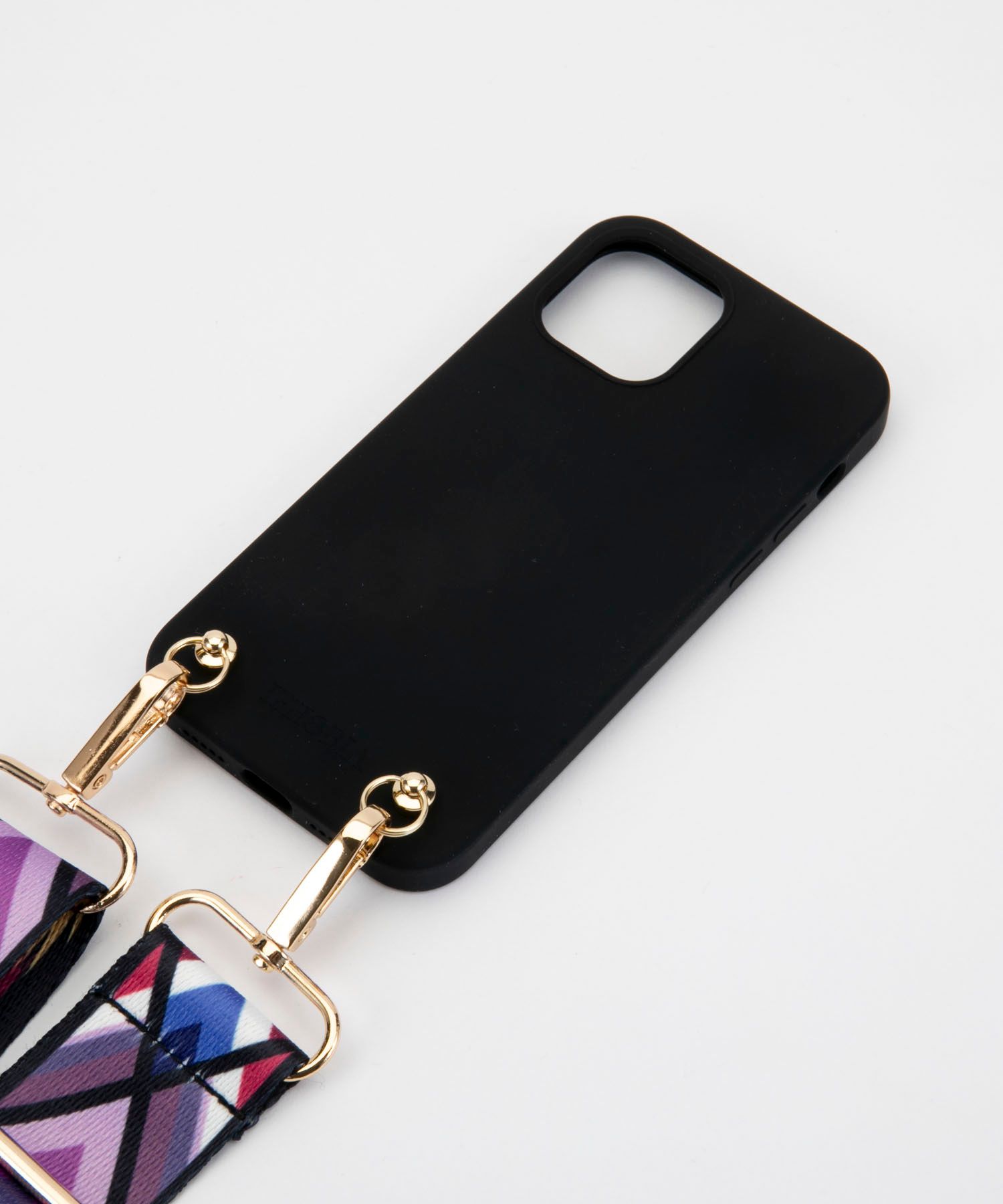 Necklace Case for Apple iPhone 12/12 Pro - Soft Touch Black with Ethno Strap