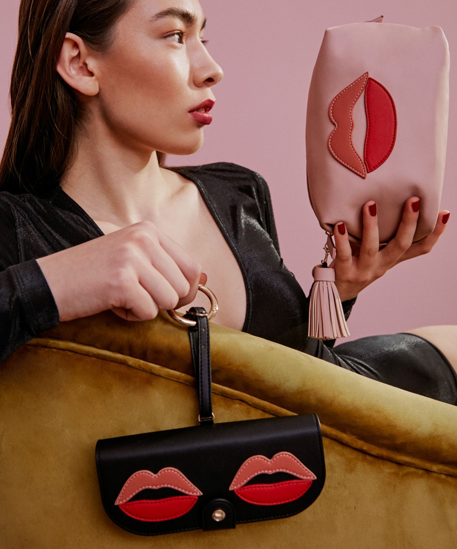 Black with Red Lips