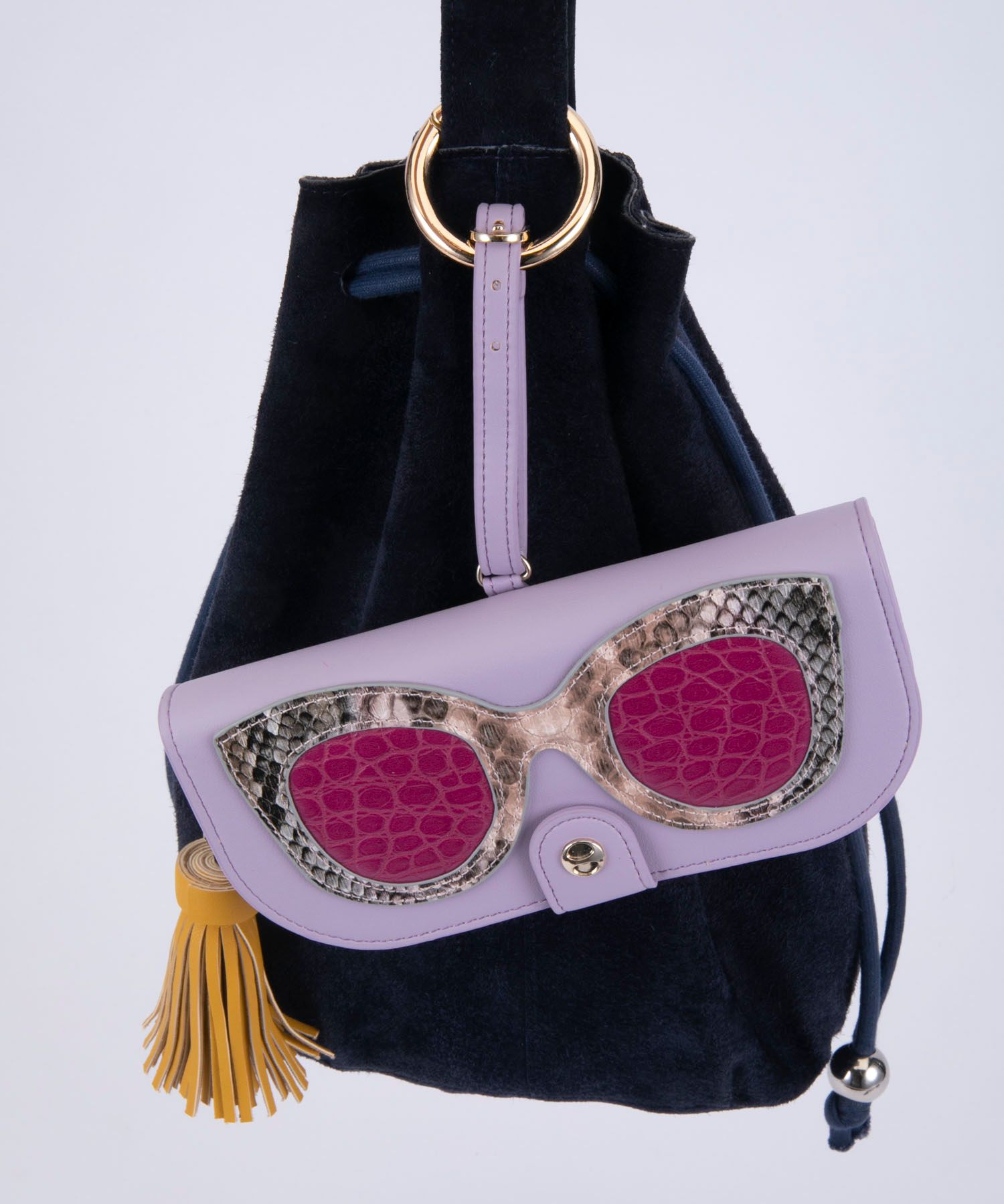 Glasses Case with Bag Holder - lilac & Snake Glasses