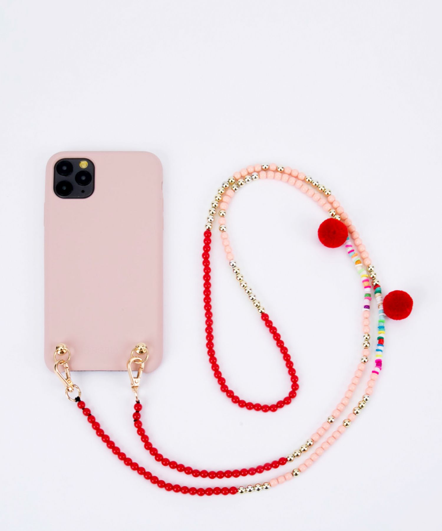 Necklace Case for Apple iPhone 11 Pro Max - Soft Touch Nude with Pearl Strap