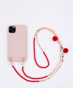 Necklace Case for Apple iPhone 11 Pro Max - Soft Touch Nude with Pearl Strap