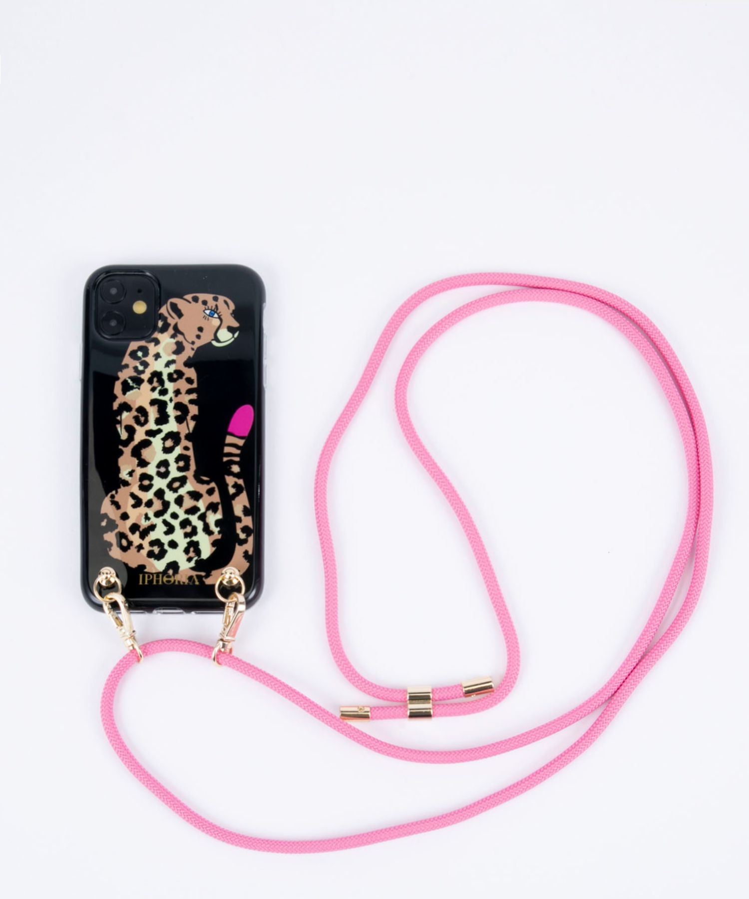 Necklace Case for Apple iPhone 11 - Leopard Lady Black