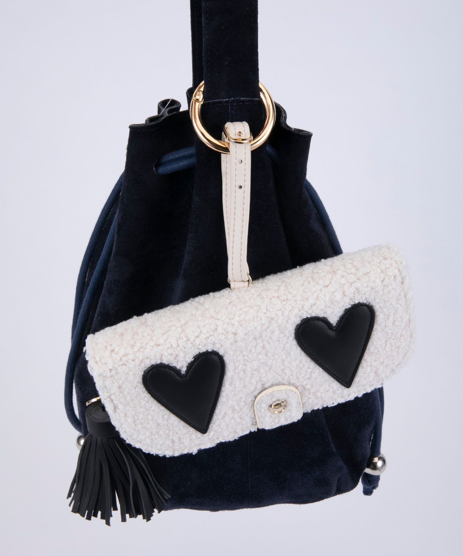 Glasses Case with Bag Holder - Teddy Hearts black & white