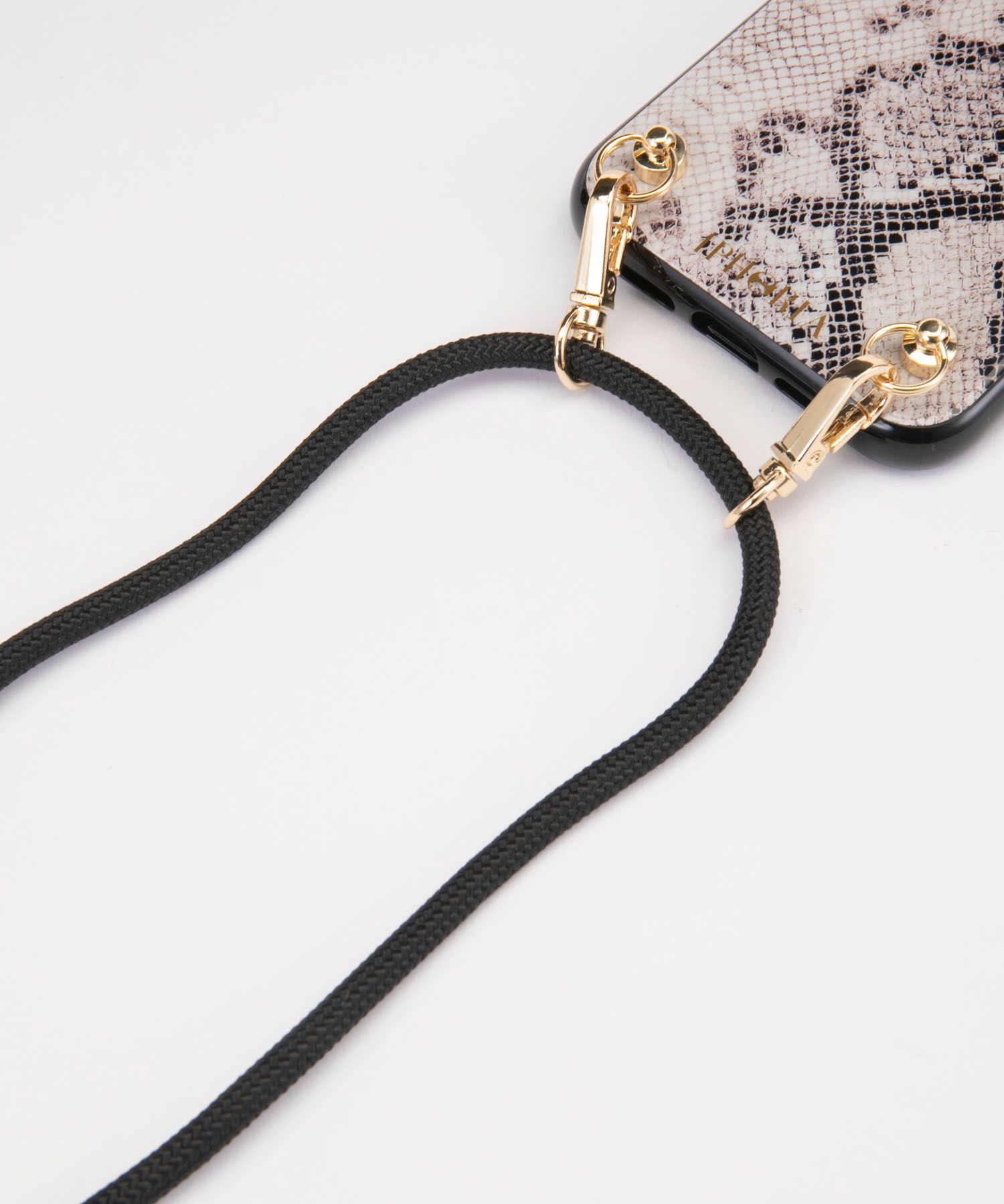 Necklace Case for Apple iPhone 11 Pro with Black Cord - Natural Snake (nude)