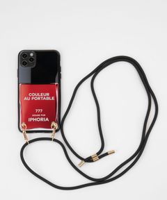 Necklace Case for Apple iPhone 11 ProMax with Black Cord - Couleur Au Portable Vernis Rouge Pur