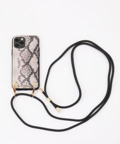 Necklace Case for Apple iPhone 11 Pro with Black Cord - Natural Snake (nude)