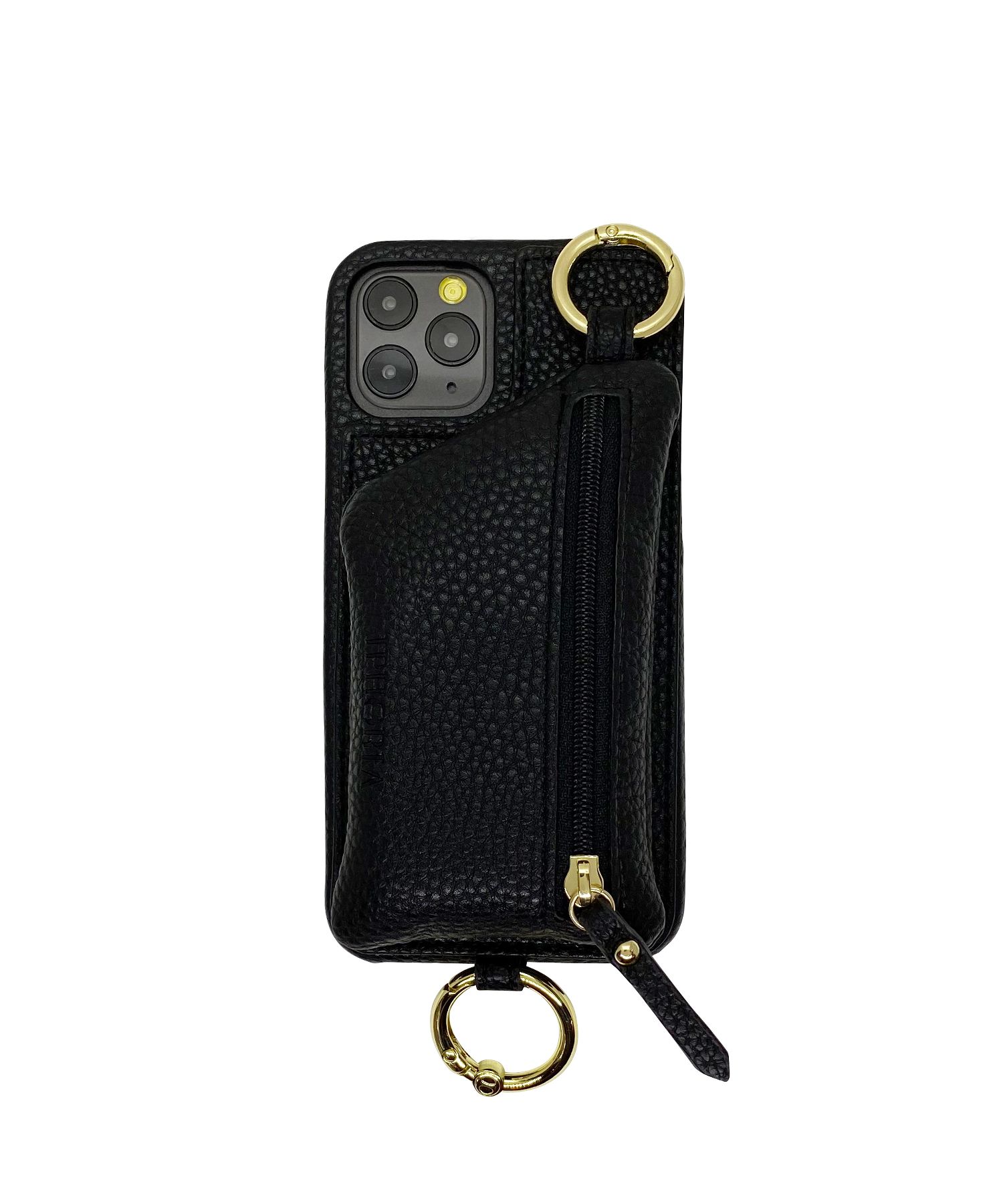 Necklace Case for Apple iPhone 12/12 Pro - Black With Multi-Strap + Zip Pocket