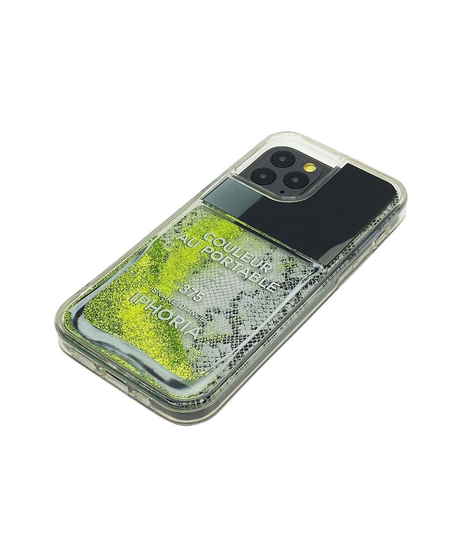 Liquid Case for Apple iPhone 12/12 Pro - Nailpolish Coleur Au Portable Snake Lime Green Glitter