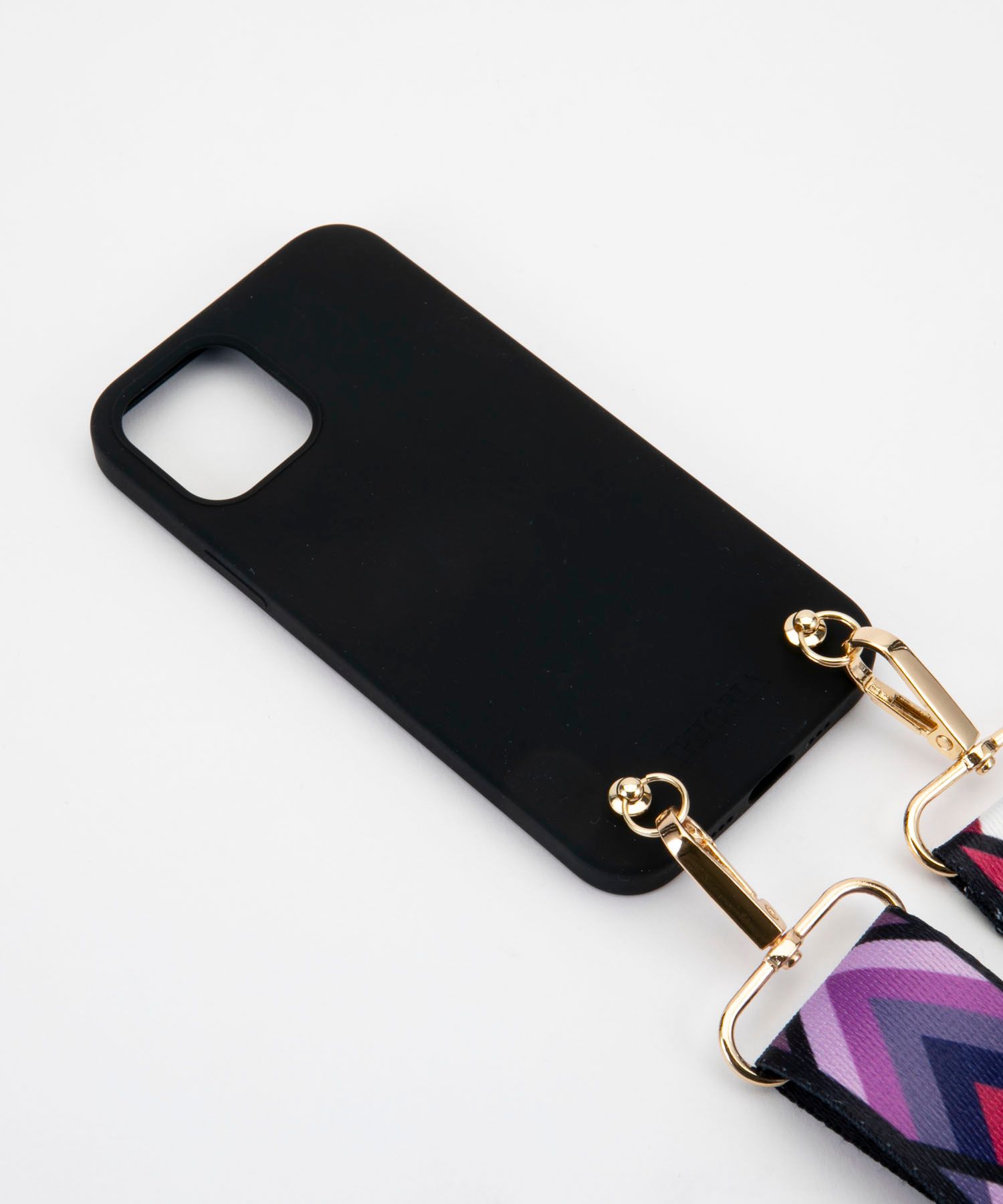 Necklace Case for Apple iPhone 12/12 Pro - Soft Touch Black with Ethno Strap