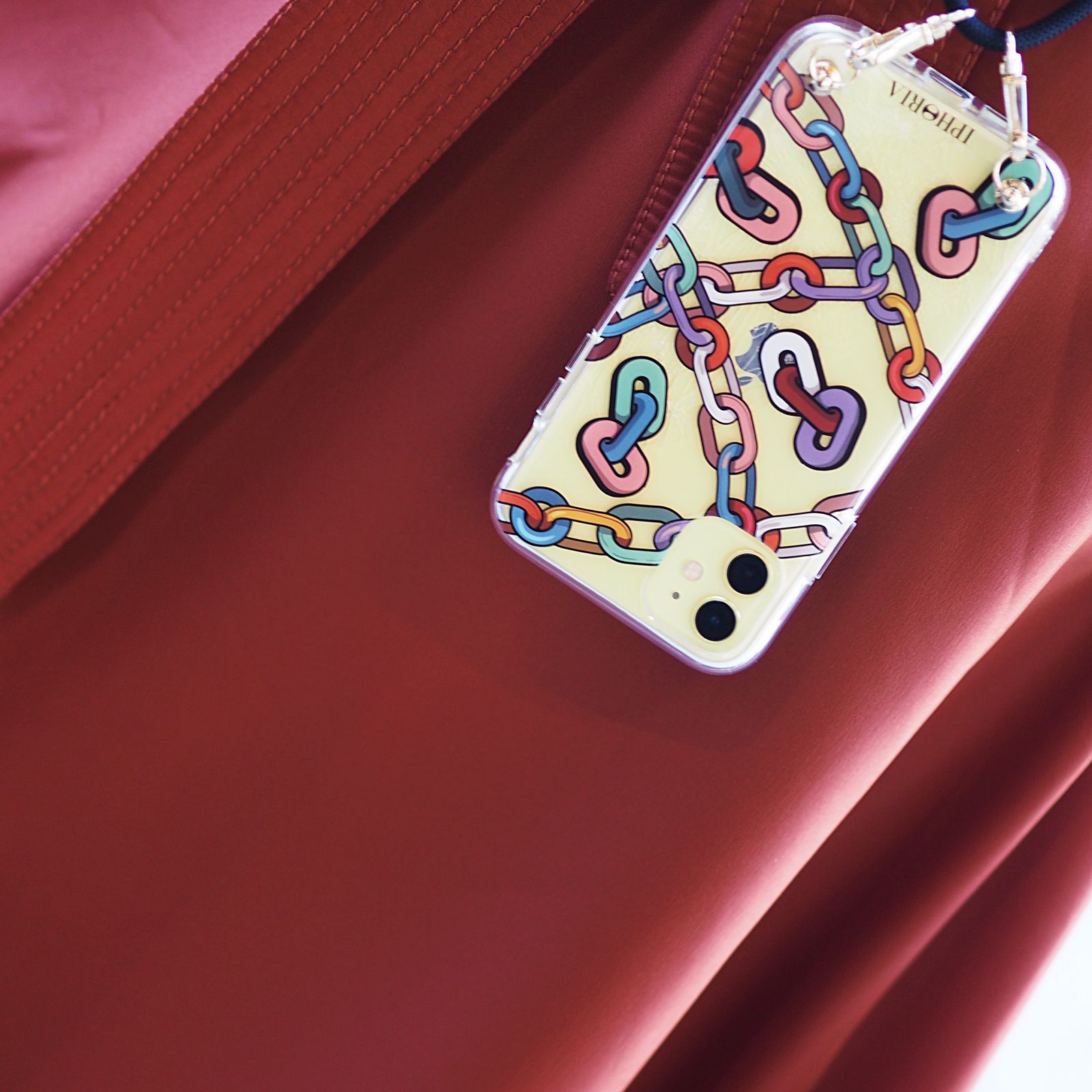 Necklace Case for Apple iPhone 11 - Transparent Colorful Chains