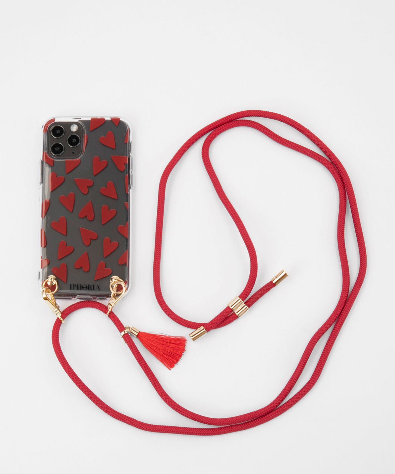 Necklace Case for Apple iPhone 11 Pro - Transparent Hearts