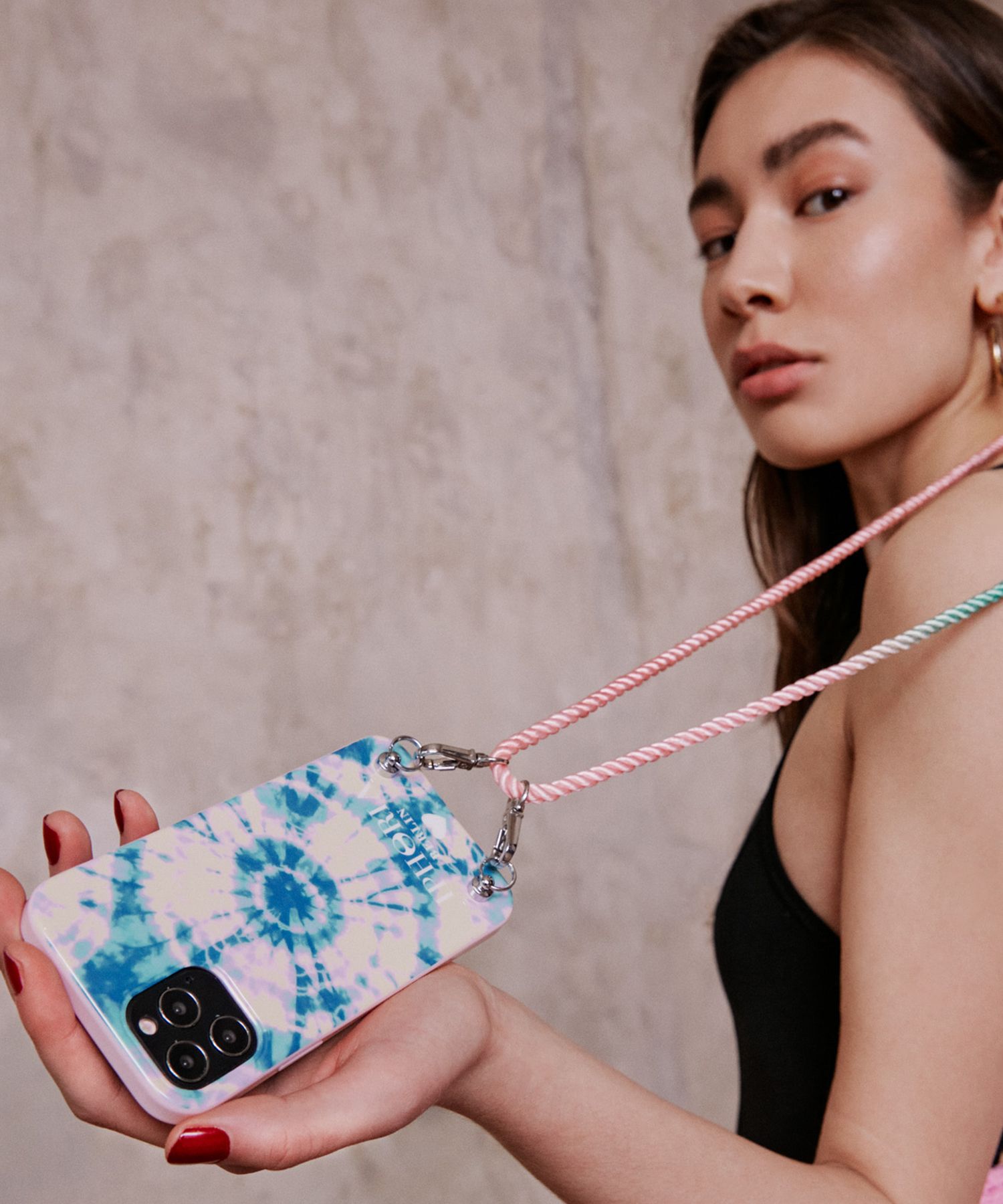 Necklace Case for Apple iPhone  12/12 Pro - Tie Dye Pastel