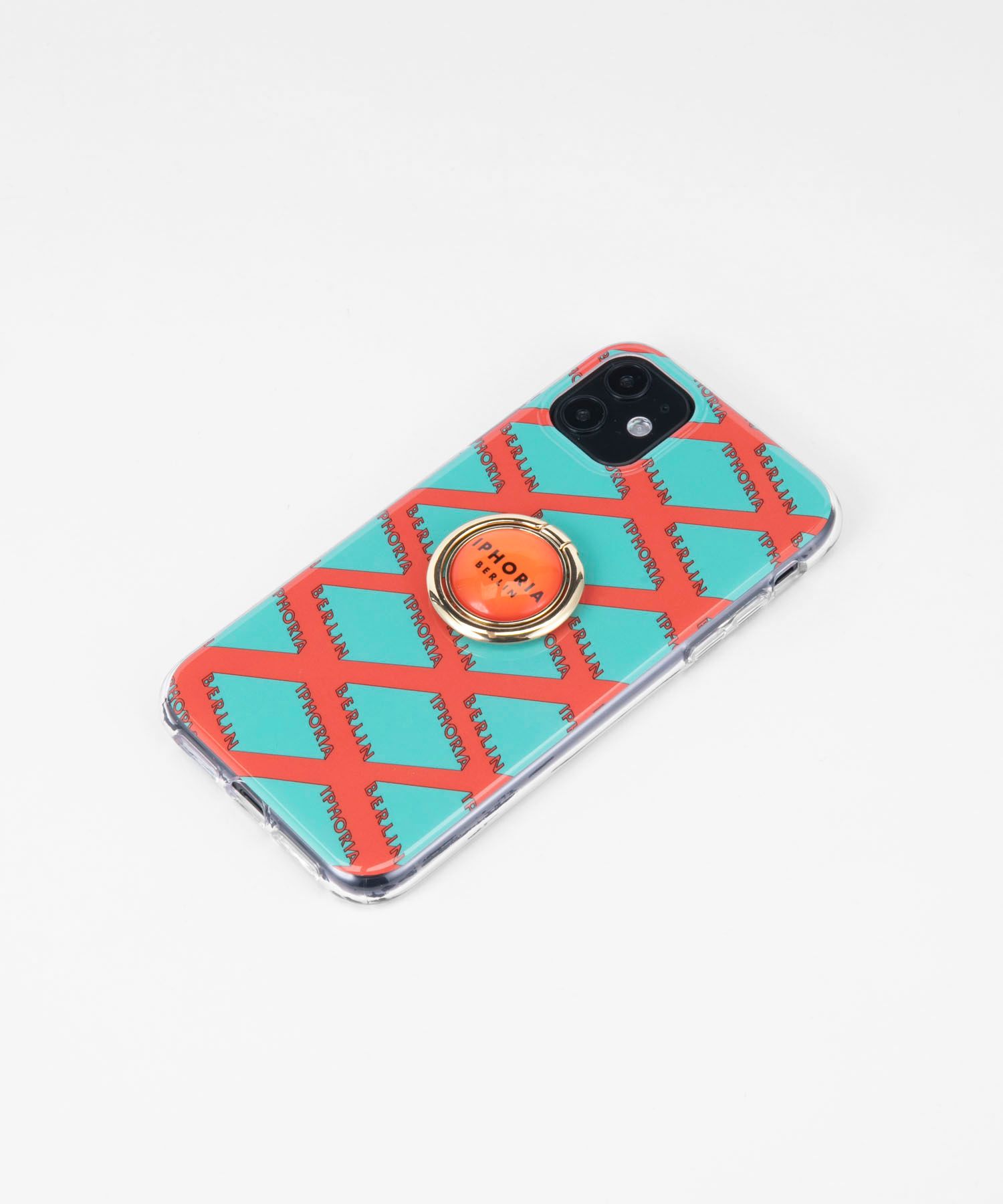 Case for Apple iPhone 11 - Gold Ring Illusion Pattern Orange & Mint