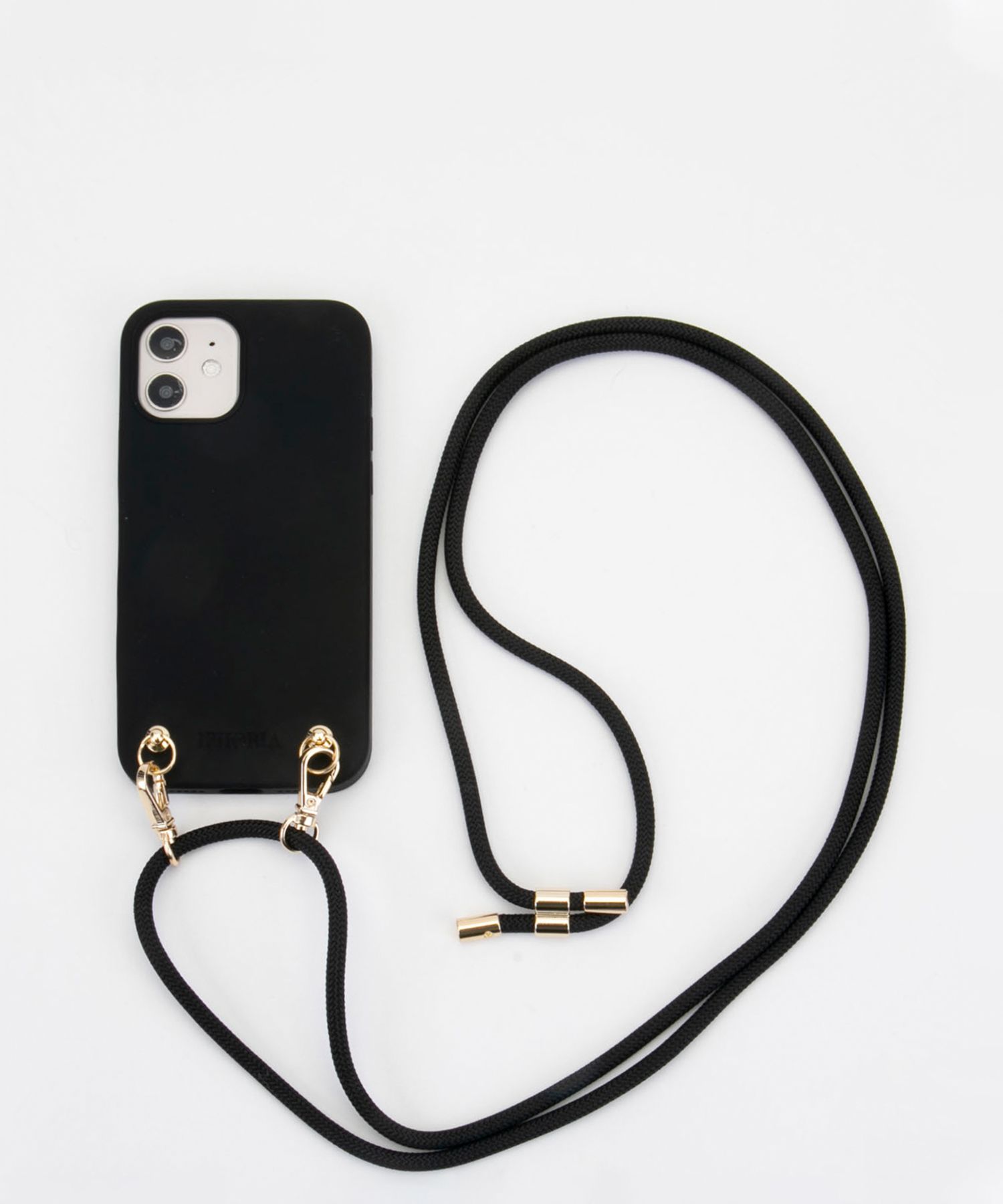 Necklace Case for Apple iPhone 12/12 Pro- Soft Touch simple Black