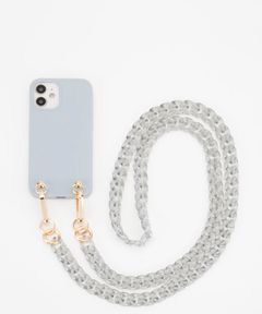 Necklace Case for Apple iPhone 12 mini - Soft Touch Grey with clear Chain