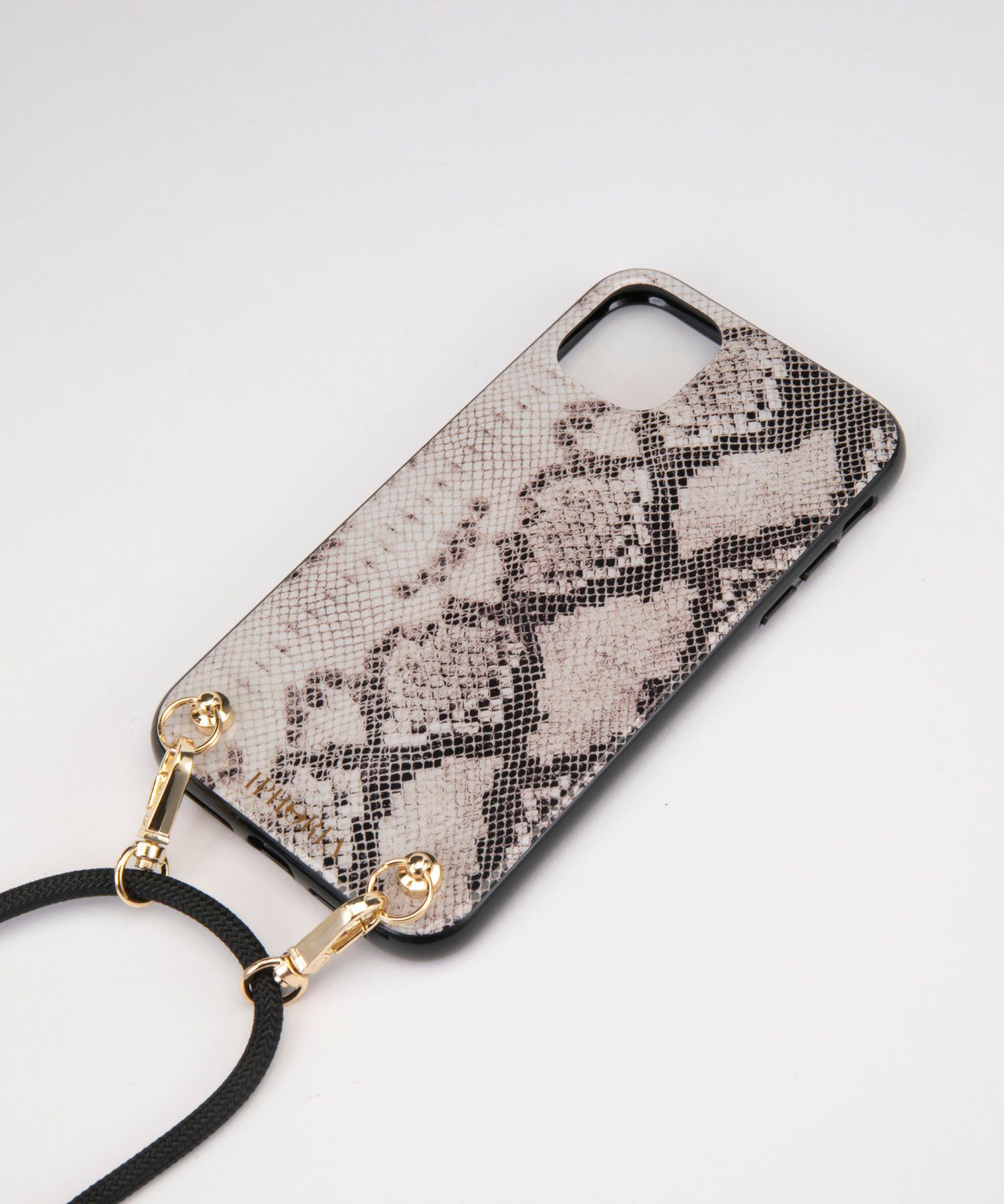 Necklace Case for Apple iPhone 11 with Black Cord - Natural Snake (nude)